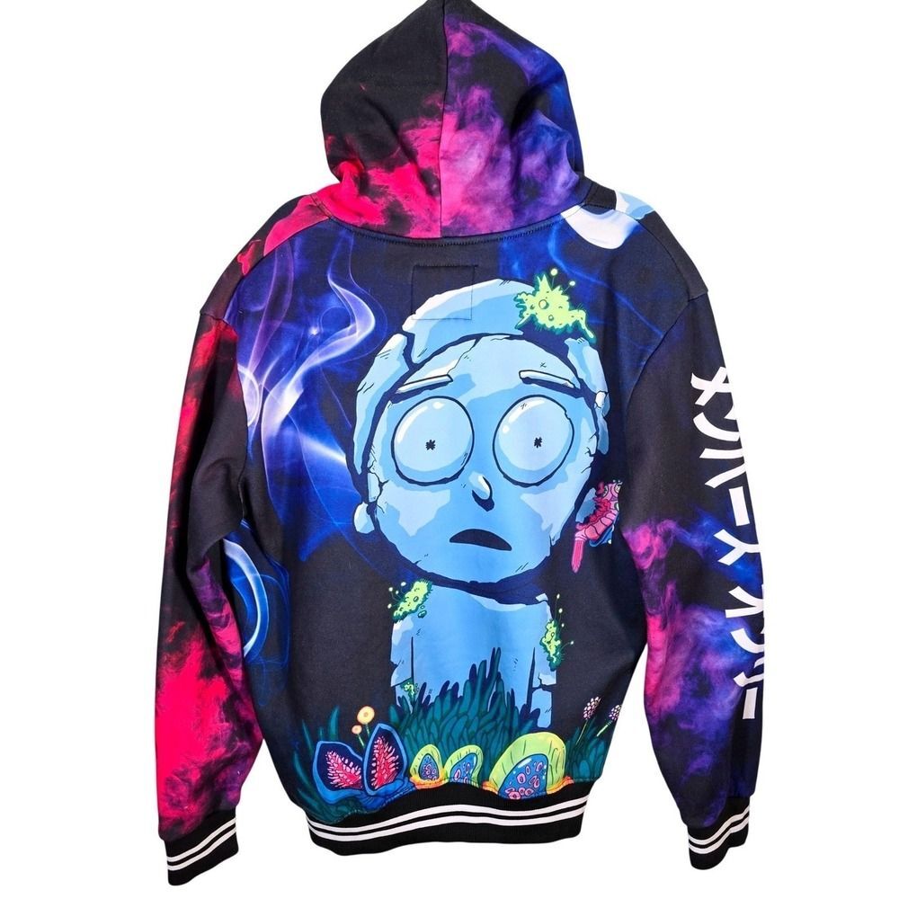 Rick and Morty Members Only Hoodie Mens Small Trippy Galaxy Print Sublimation - Picture 3 of 15